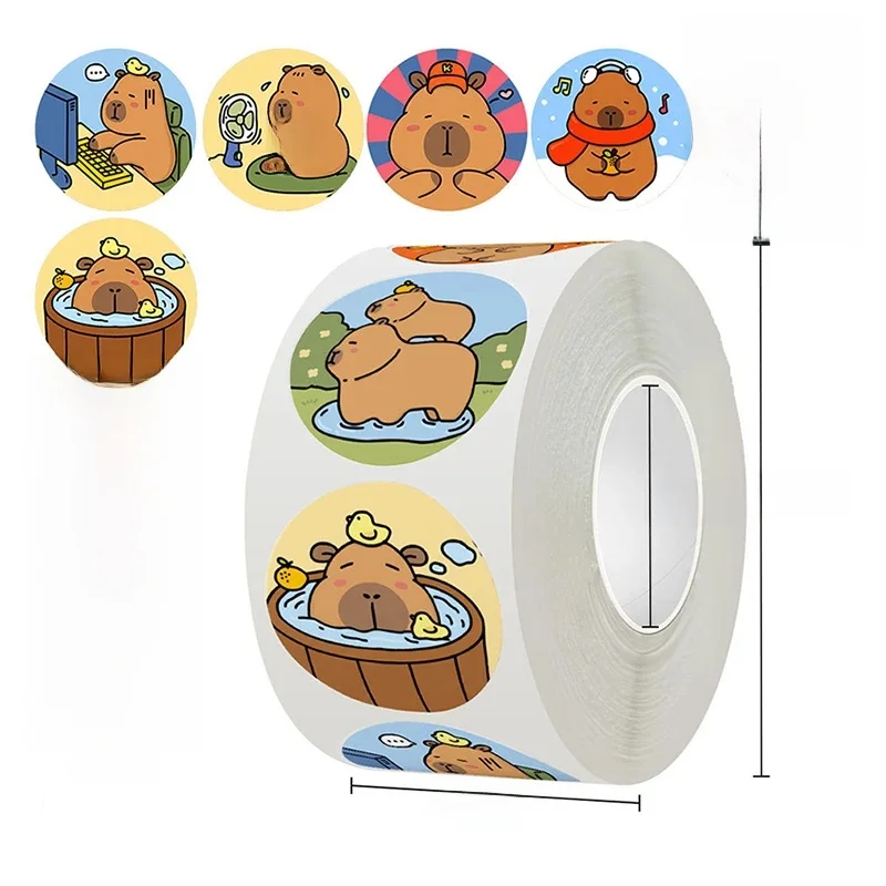 500 pièces/rouleau dessin animé Capybara animaux autocollants mignon récompense autocollant cahier valise ordinateur portable autocollants décalcomanie