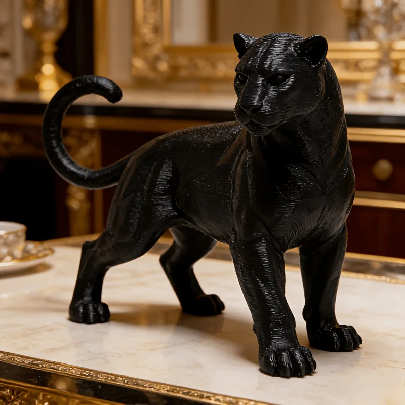 1 Stück robuste Schwarze-Panther-Statue mit einem traumhaften Design zur Dekoration von Schreibtischen, als kreatives Geschenk, zur Dekoration von Armaturenbrettern in Autos, zur Heimdekoration, zur Dekoration von Bons – Detail 3