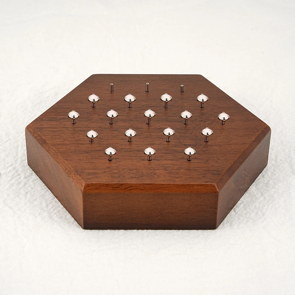 Hexagon Black Walnut Solid Wood Display Stand for 16G 14G Piercing Jewelry Modern Display Holder with 19 Holes
