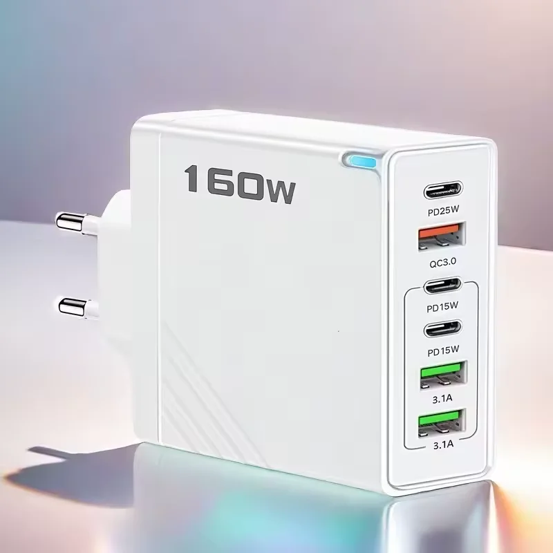 160 واط USB نوع C شاحن متعدد المنافذ شحن سريع شاحن الهاتف المحمول محول آيفون هواوي Xiaomi سامسونج شاحن الجدار السريع