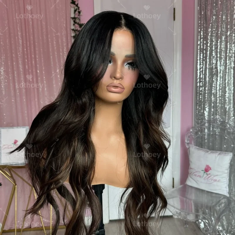 باروكات شعر بشري ريمي 100%، شعر بشري مموج طبيعي، بني رمادي، تسليط الضوء على شعر بشري بدون صمغ للنساء