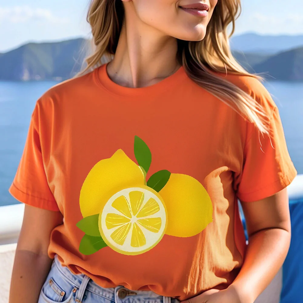 

Funny Fruits T Shirt Women Fashion Kawaii Tee Shirt Femme T Shirts Lemon Print White T-shirt Harajuku TShirt Short Sleeves Tops