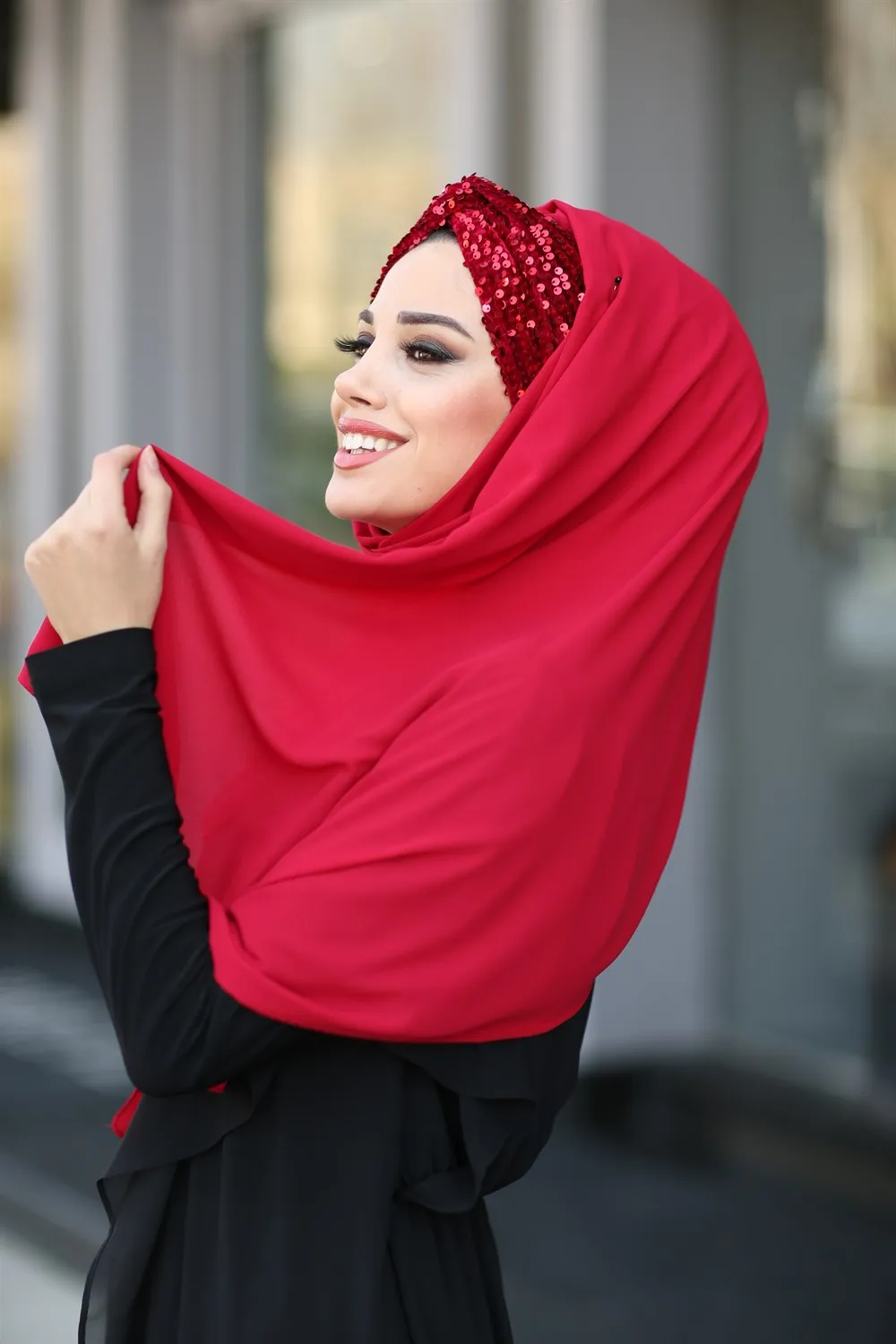 Hijab Turban Shawl Headscarf Female Head Voile Chiffon Foulard Muslim Clothing For Women Islamic Clothes Accessory Sequin  وشاح