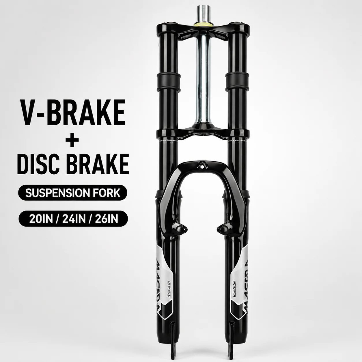 MTB Dual Crown Suspension Fork 20 24 26 Inch Bicycle Front Fork V Brake B-Pillar Disc Mount 1-1/8 Steerer
