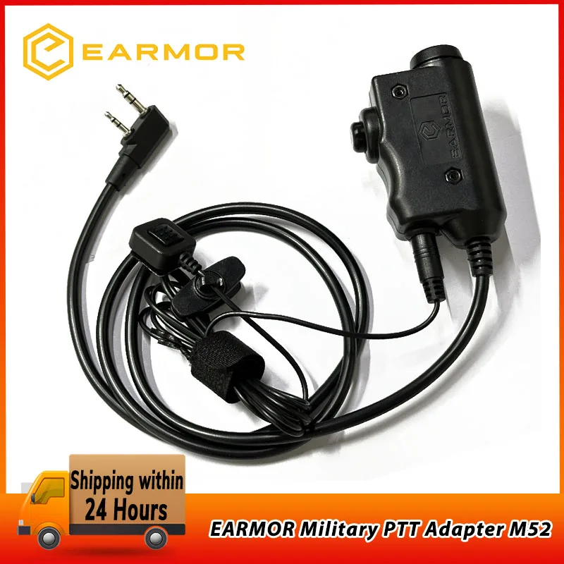 EARMOR M52 Military PTT Adapter Tactical Headset PTT Kenwood Midland Extended Finger Button Combos Hunting Tactical Gear