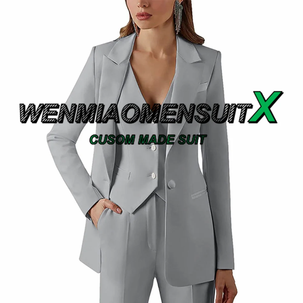 Suit for Women 3 Piece Formal Blazer Pants Vest Office Workwear Lady Jacket Set Pointed Lapel Slim Fit Outfit بذلات بليزر نسائية