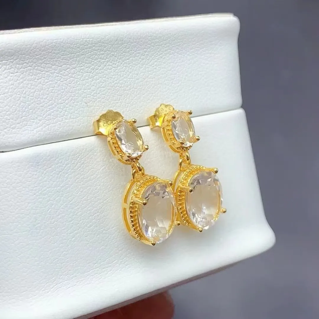 

KJJEAXCMY Flash Sale Luxury Inlaid Natural White Crystal Female Earrings French Retro Elegant Premium Style Banquet Wedding Girl