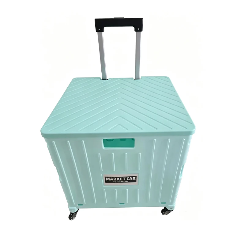 Folding Shopping Cart with Stair‑Climbing Wheels, 12/18 Gallon Collapsible Rolling Crate with Telescopic Handle & Lid, Portable Utility Trolley for Grocery Moving Travel