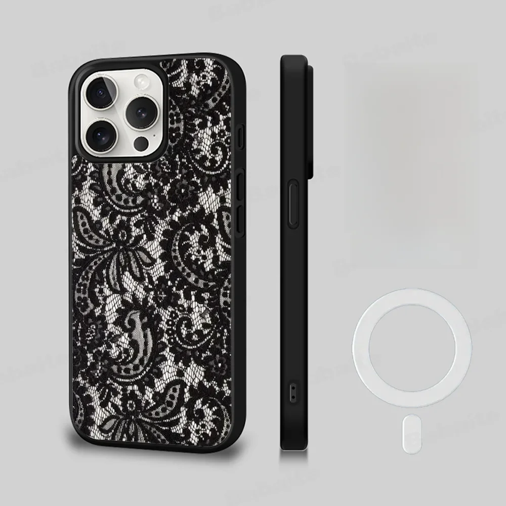 Koronkowe etui na telefon Cool Girl Magesafe Magnetic Wireless Charge Case do iPhone 16 11 12 13 14 15 Pro Max Plus Mini — zdjęcie produktu 7