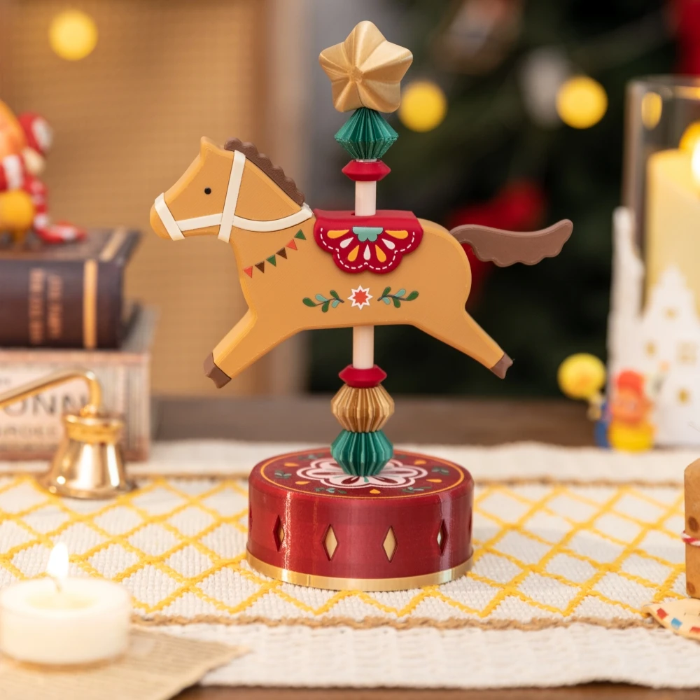 Weihnachtliches Vintage Rotes Dopamin-Pferd Rotierendes Ornament Pony Sammlerfiguren Heim Zimmer Feiertagsparty Deko Geburtstagsgeschenk