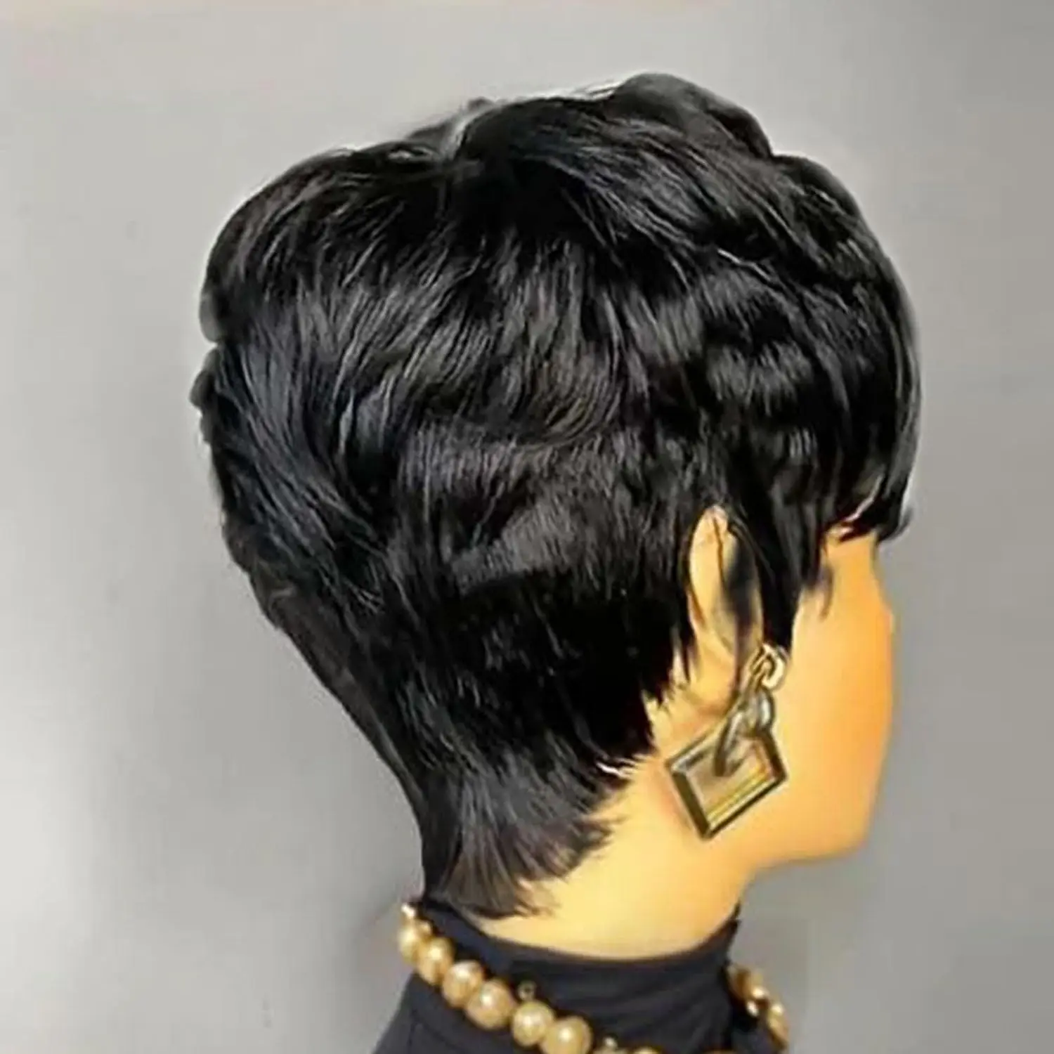 Perucas curtas de corte pixie cabelo humano perucas curtas para mulheres negras perucas sem cola pré arrancadas perucas curtas com franja