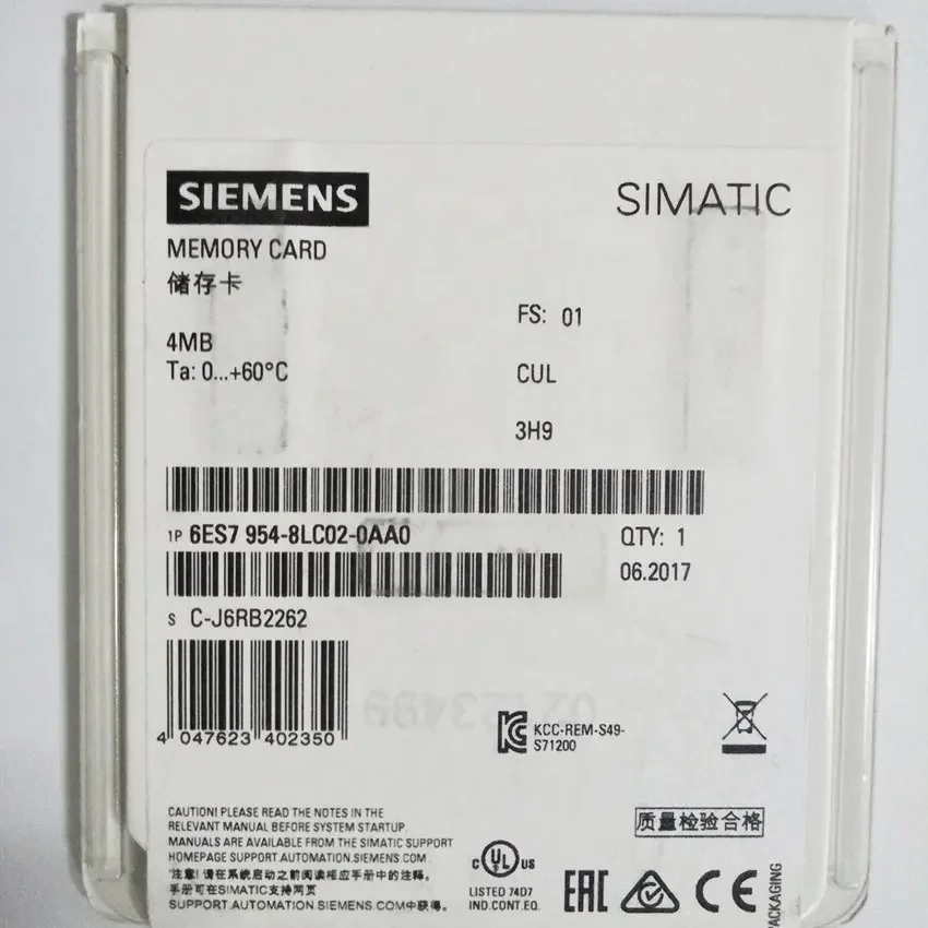 For Simatic S7-1200 4MB Memory Card 6ES7954-8LC02-0AA0 6ES79548LC020AA0 PLC In Stock