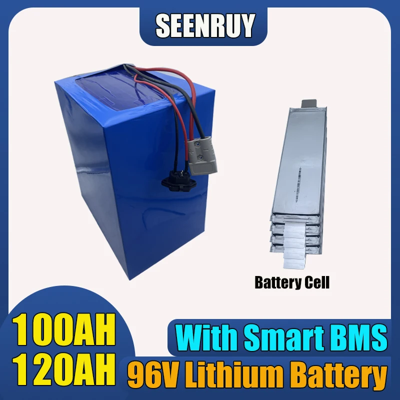 

96V 100AH 130AH Lithium rechargeable Battery with BMS Charger perfect for motorcycle forklift food truck RV Sightseeing Vehicle