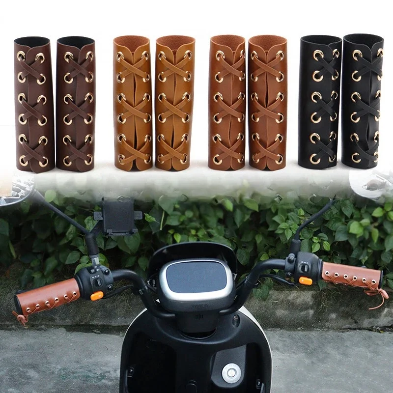 AliExpress 1PC Motorcycle Universal Handlebar Cover Bicycle Riding Non-slip Vintage Leather Protective Cover Motorcycle Tuning Accessories