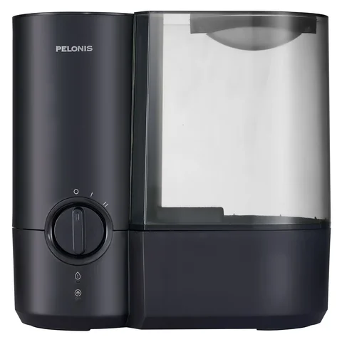 Pelonis 1.2 Gallon Warm Mist Humidifier Black PSU12W1BB Like New Used Refurbished Vaporizer Top Fill Water Tank for Bedroom Large Room Quiet Operation Night Light Essential Oil Diffuser Energy Saving Winter Dryness Relief Fast Free Shipping US Warehouse