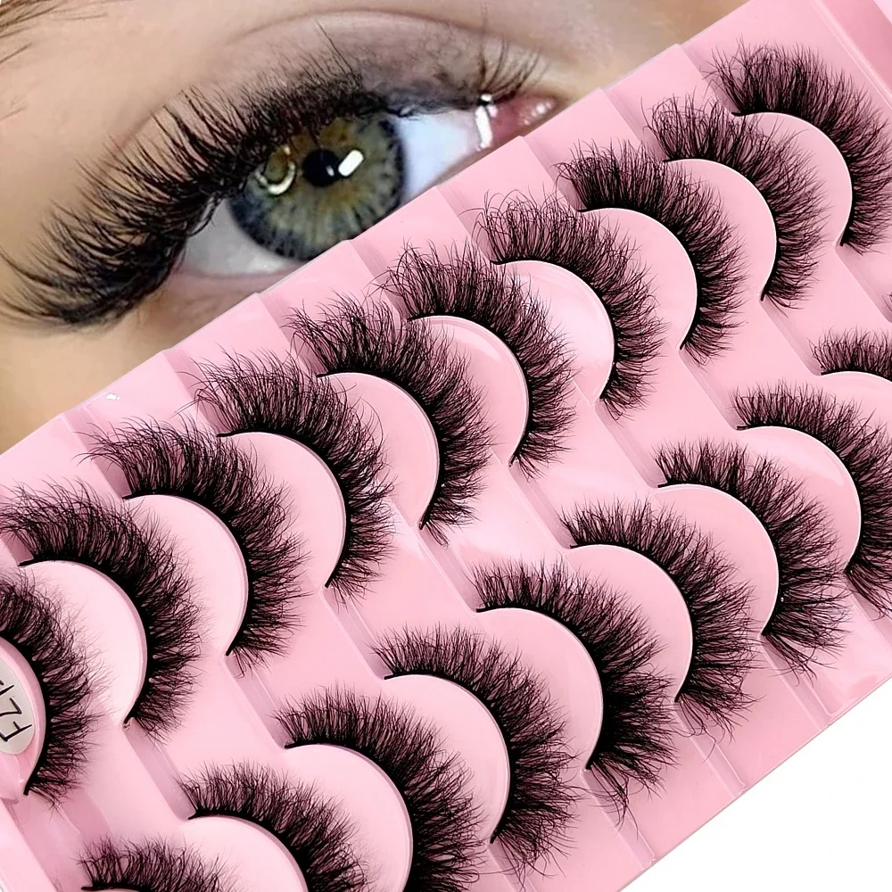 10 par sztuczne rzęsy z norek ręcznie robione sztuczne rzęsy naturalny makijaż nago symulacja krzyż roztrzepane oko 3D kręcone rzęsy — zdjęcie 2