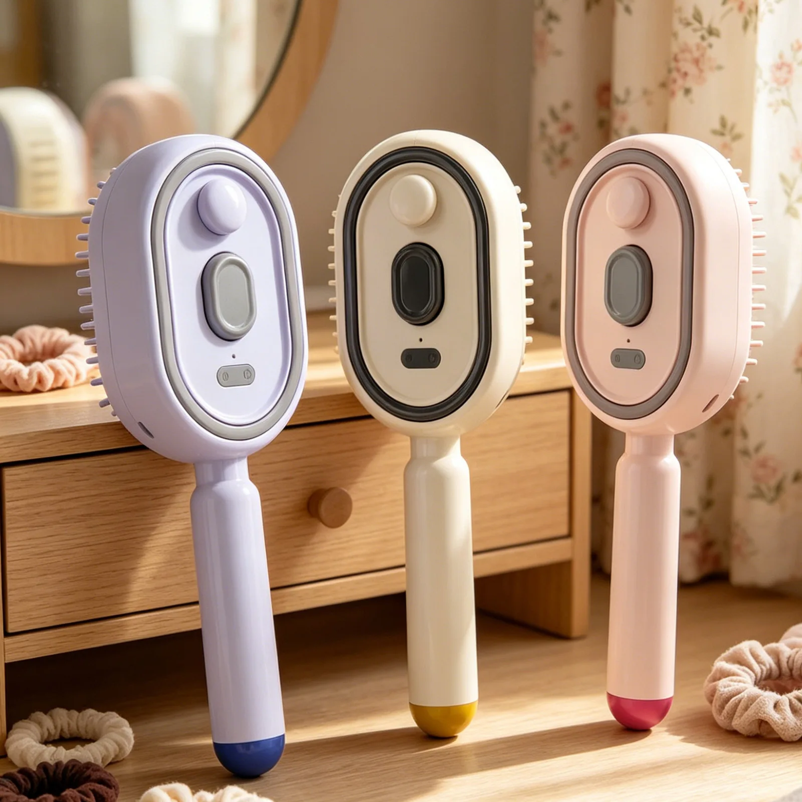 Electric Spray Air Cushions Massage Comb 3 in 1 Self Cleaning Steam Essential Oil Brush Rechargeable Spray Scalp Massager Combs