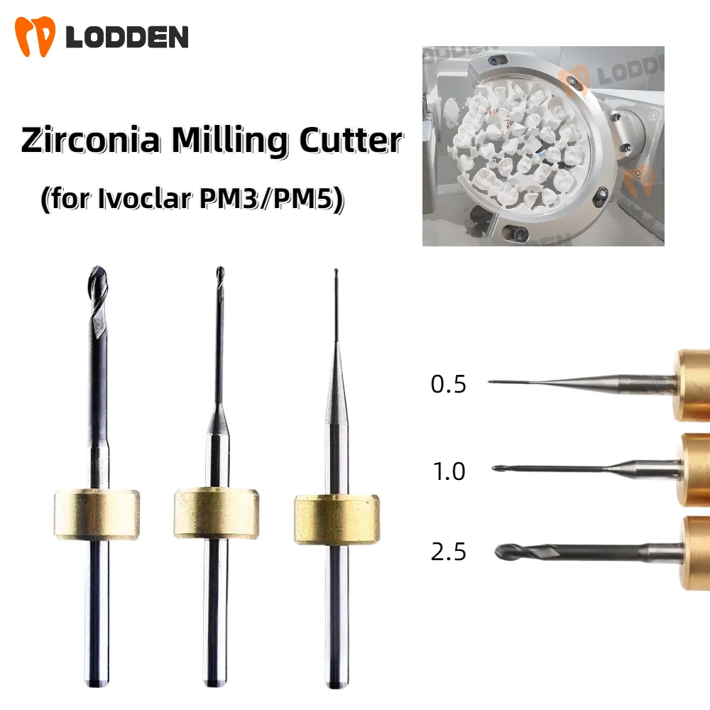 

Dental Milling Cutters For Ivoclar PM3/PM5 PMMa Block Grinding NC Coating D3 Shank 2.5/1.0/0.5mm CAD CAM Grinding Drills
