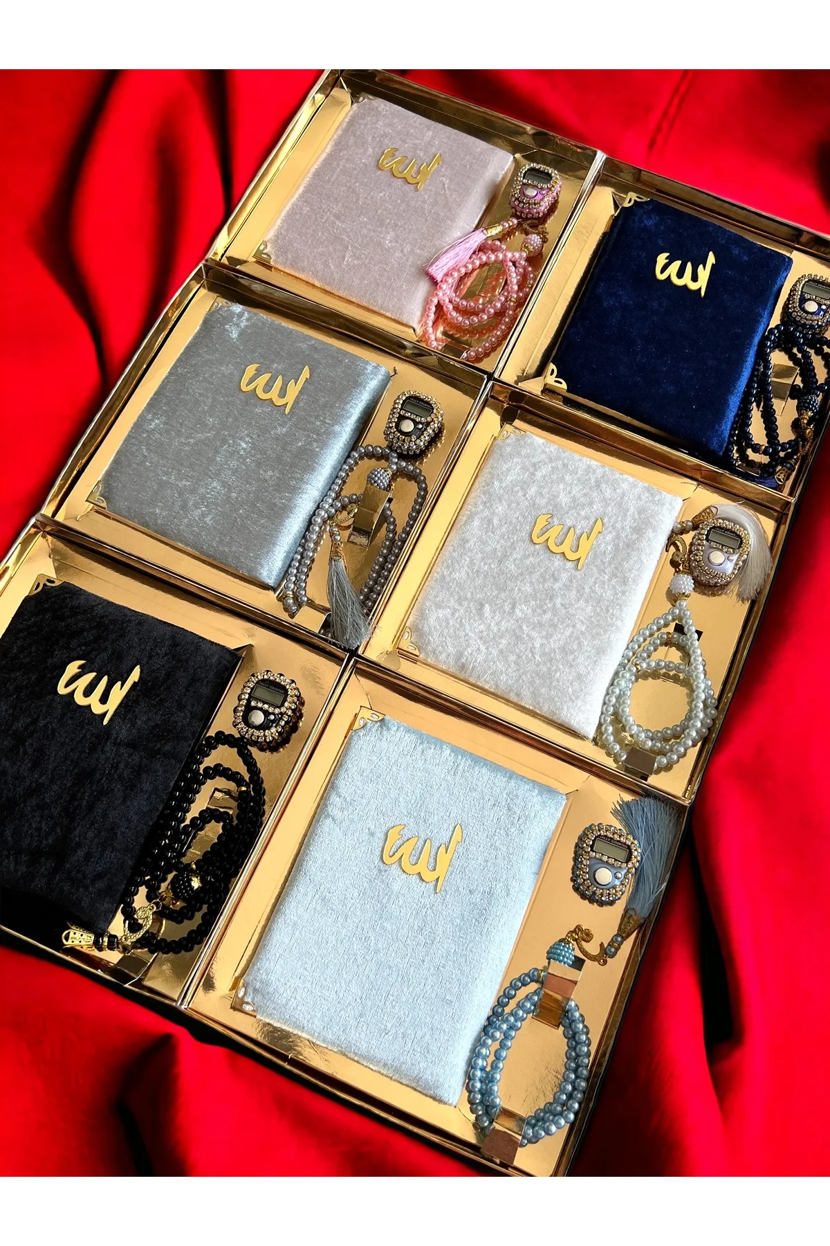 6 PCS Gift Dairiness Box Yasin Wallet Pearl Rosary and Stone Zikirmatic Set in Turkish/Arabic