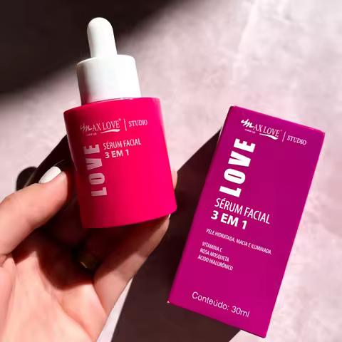 Sérum Facial 3 em 1 Vitamina C Rosa Mosqueta Ácido Hialurônico 30ml - Max Love