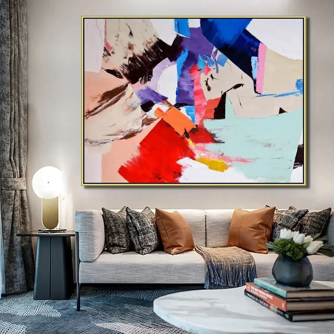 

Large Oil Painting Hand Painted Modern Colorful Painting Extra Art Painting Handmade On Canvas Contemporary Wall Art