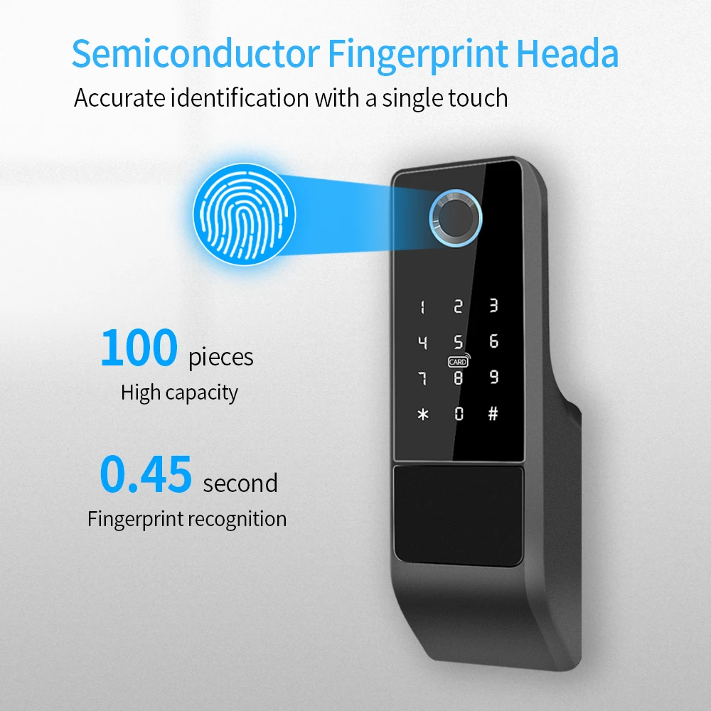 Imagem -03 - Fechadura Inteligente para Porta à Prova Dágua Wi-fi Senha Digital Dupla Face Impressão Digital Fechadura Eletrônica para Porta Externa de Ferro