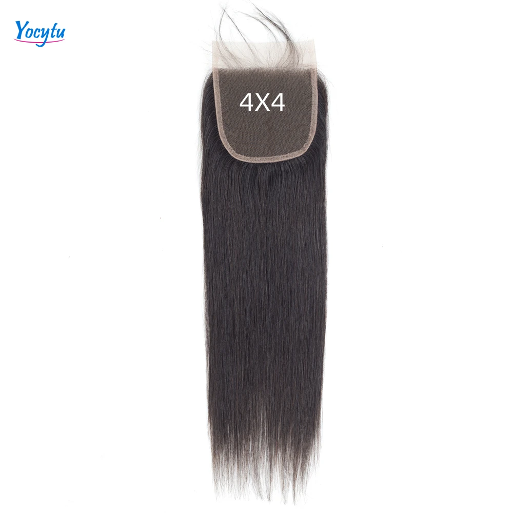 YOCYTU 4X4 Straight Human Hair Closure HD Transparent Lace Closure Only Brazilian Weave Human Hair Free Part Lace Closure 18 22 Inch Lace Closure