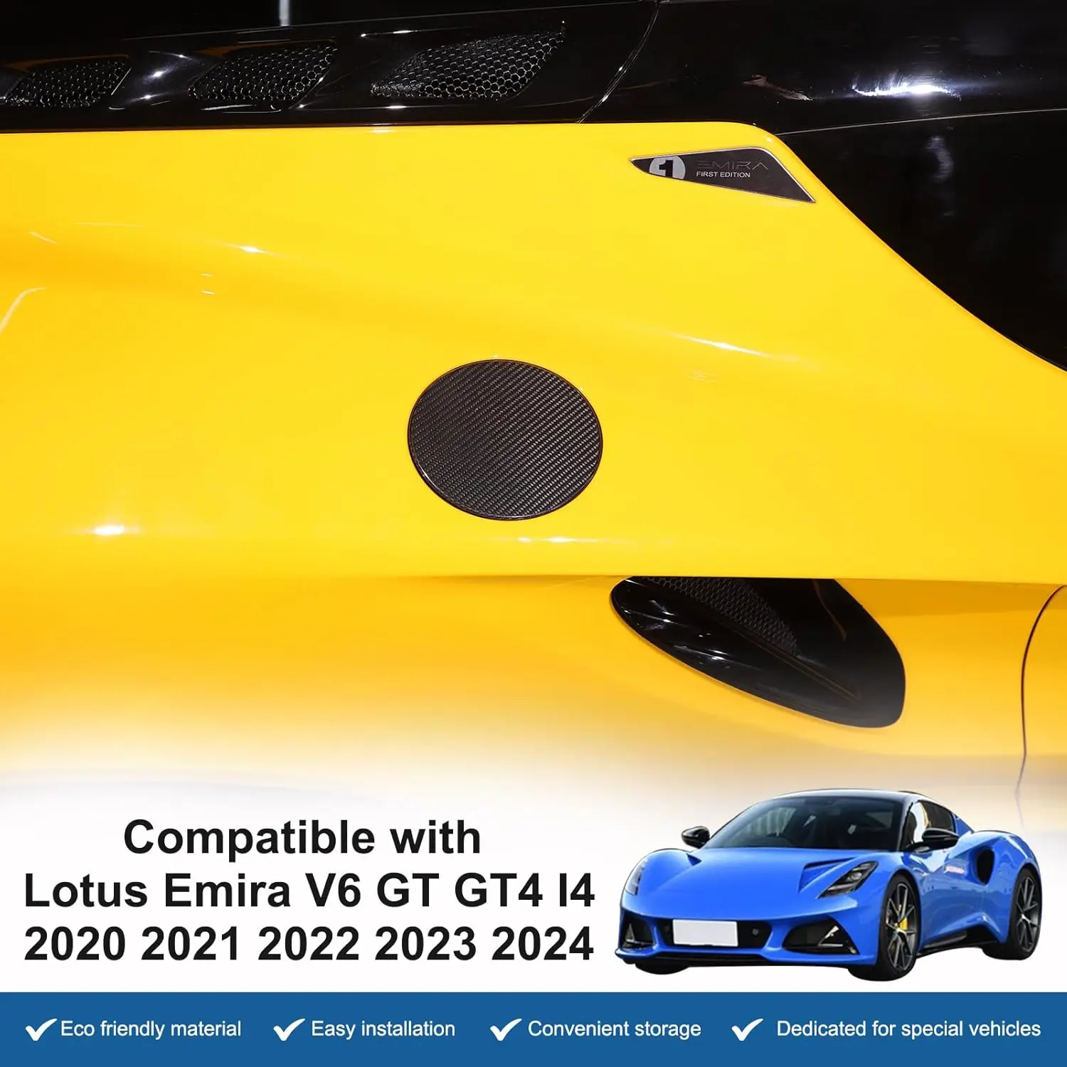 

1PCS Dry Carbon Fiber Car Fuel Tank Gate Caps Trim For Lotus Emira 2021-2024 Gas Tank Door Cover Decorative Accessories