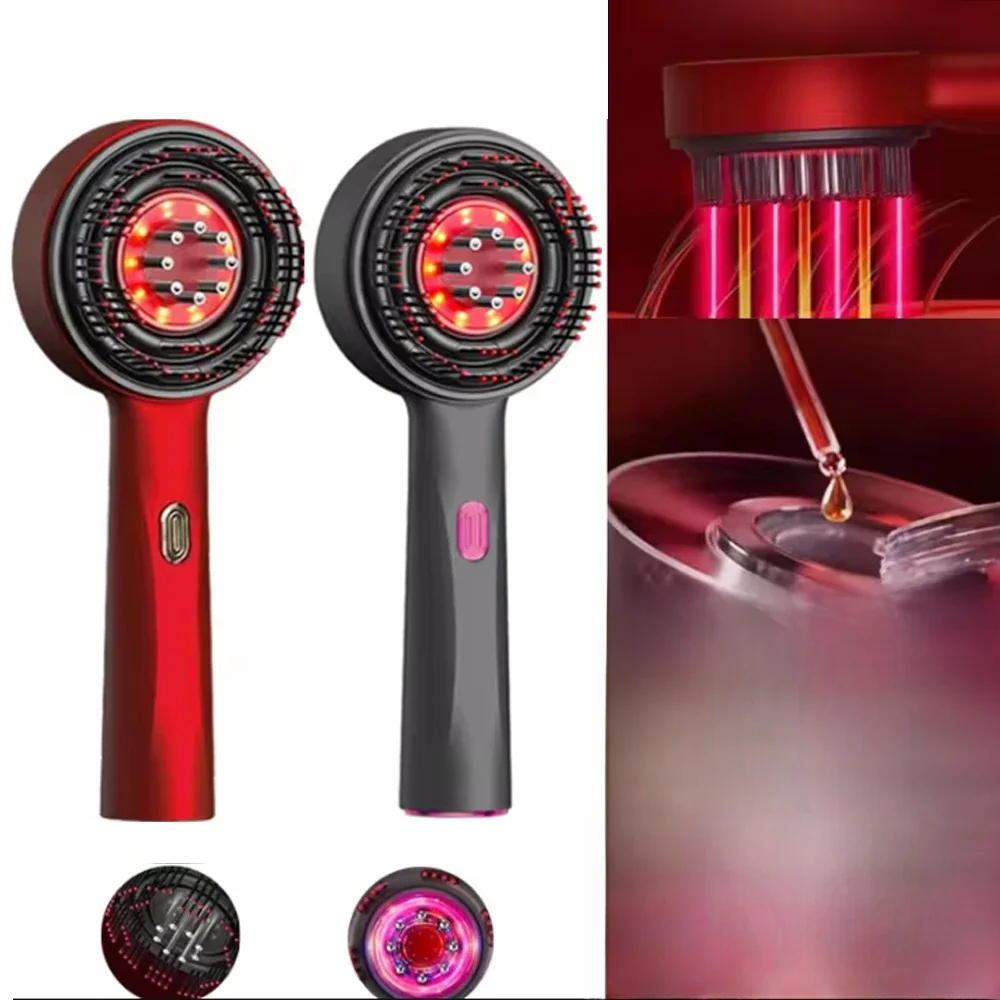 3-modi Elektrische vibratiemassagekam Roodlichttherapie Haargroei Massage Hoofdhuidborstel Olie Vloeibare applicator Hoofdmassager - afbeelding 2