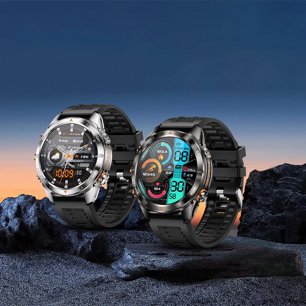 KT80 Sports Smart Watch, BT Call 1.46 Polegadas Tela À Prova D 'Água 515 MAh Bateria Homens Relojes Relógio Inteligente com Lanterna