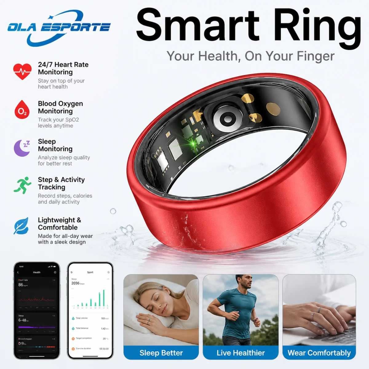 2026 smart ring control photos long battery life outdoor smartring sports modes sleep/heath monitor 5ATM waterproof  heart rate for men women