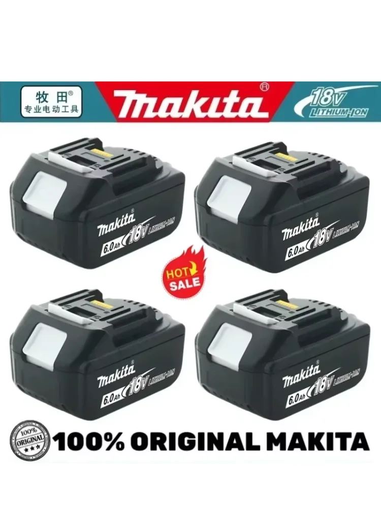 100 % originaler Makita-Akku, 18 V, 6,0 Ah, wiederaufladbarer Akku, Ersatz für Makita BL1830, BL1840, BL1850, BL1860B, Akku für Elektrowerkzeuge.