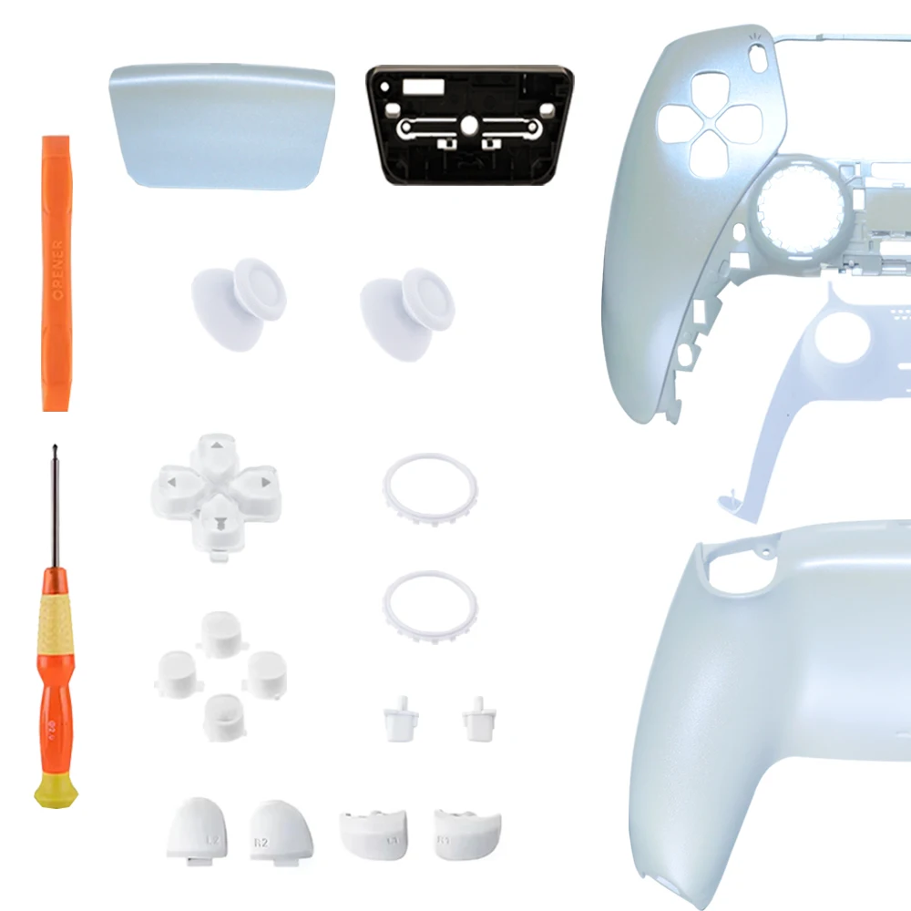 Fluorescent white Full Shell Kit Replacement For PS5 Controller DualSense Faceplate Housing BDM 010/020/030/040/050 DIY Mod