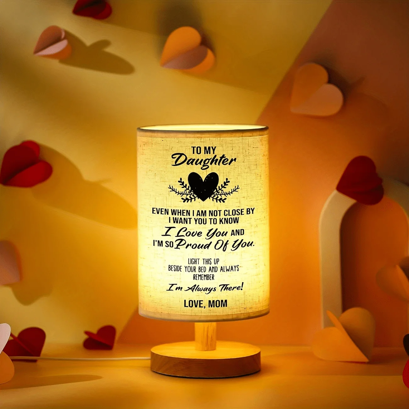 Inspirational Message Table Lamp Special Gift for Daughter from Mom Warm Bedside Night Light for Meaningful Birthdays And Gradua