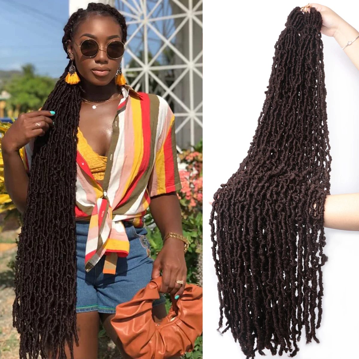 

Amir Synthetic Long Soft Faux Locs Goddess Locs Hair New Pre Looped Crochet Braiding Hair Extensions for Women Cosplay Halloween