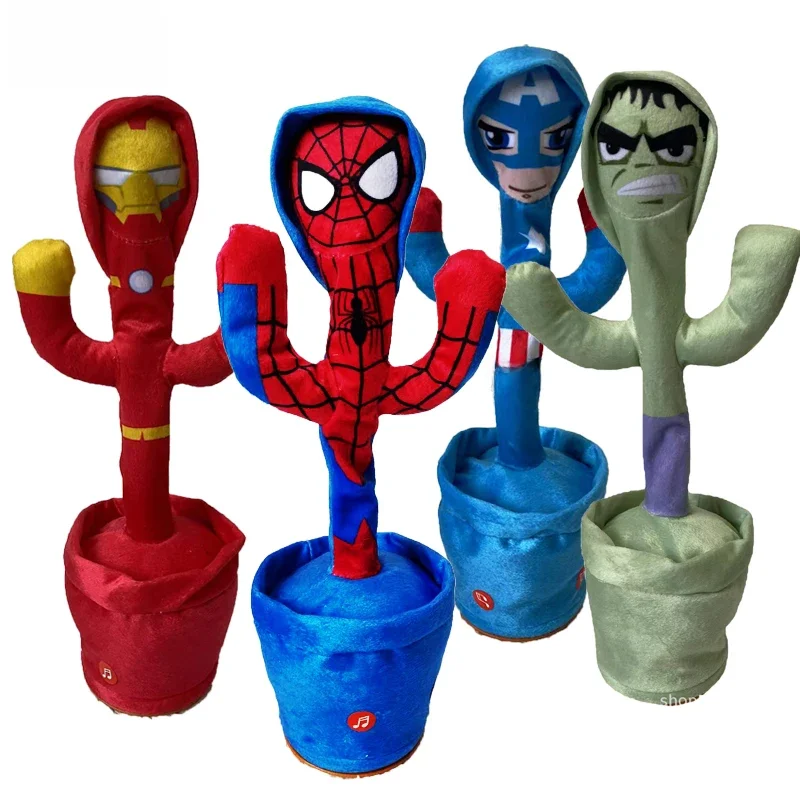 Disney Marvel Spiderman Reden Spielzeug Avengers Iron Man Tanzen Kaktus Puppe Sprechen Sound Rekord