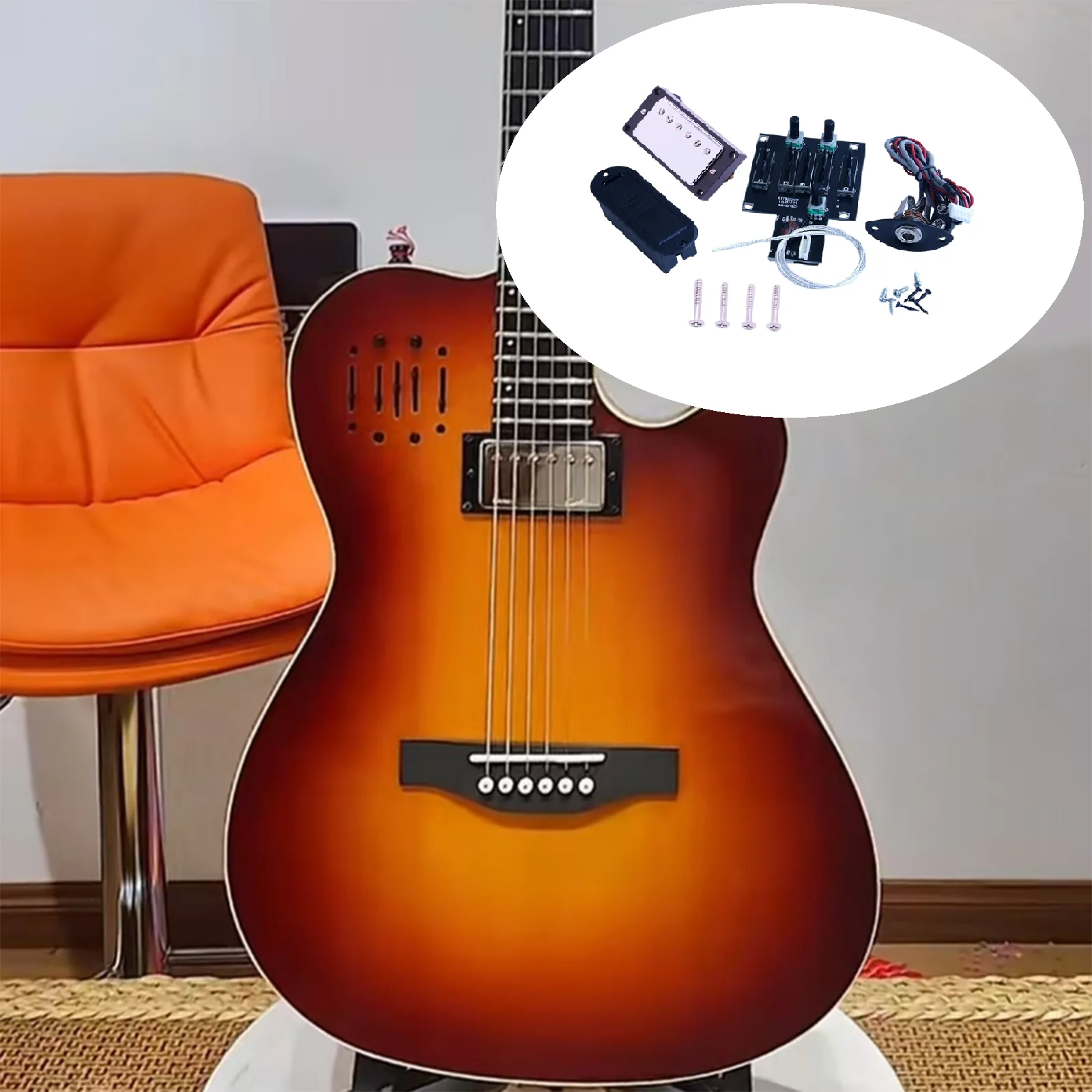 لاقط جيتار صوتي مع 4 نطاقات EQ موالف رقمي للتحكم في مستوى الصوت Preamp لنظام صوت الاستوديو لمضخم الجيتار الكلاسيكي #1