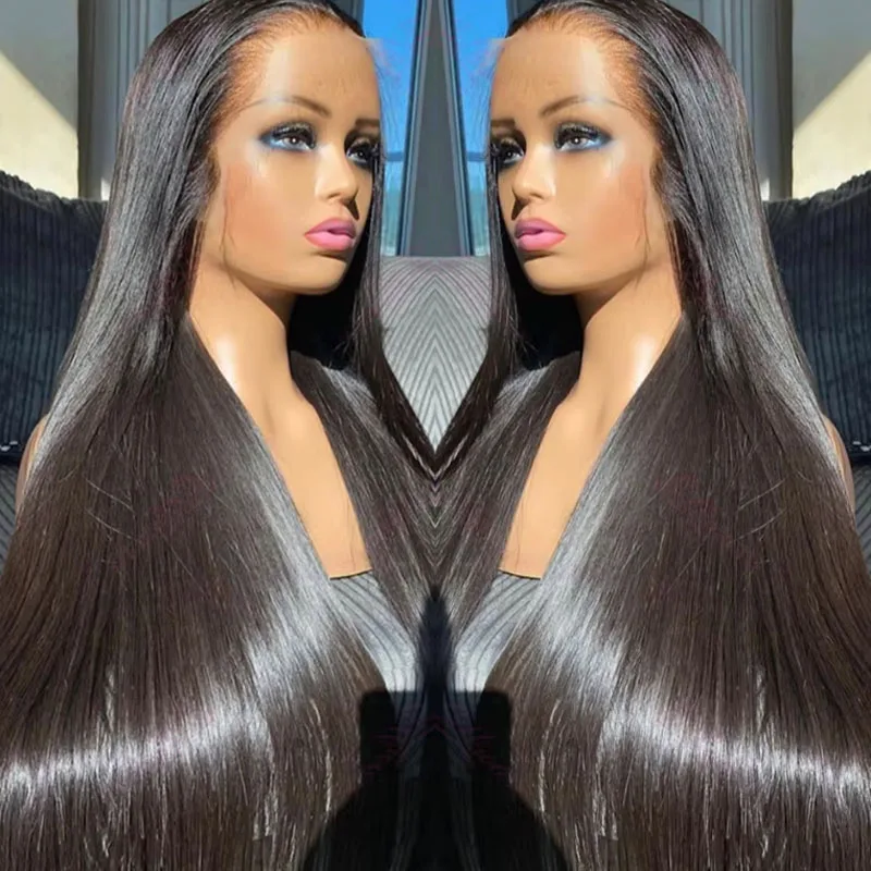 

300 Density Bone Straight 13x6 HD Lace Frontal Wigs 30 40 Inch Preplucked Brazilian Transparent Lace Front Human Hair For Women