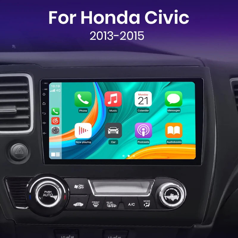 Junsun Android Bluetooth Car Radio Android Video Player For Honda Civic 2013 -2015 Built In Wireless Carplay Android Auto GPS Navigation Bluetooth 5.0 4G LTE 5G WiFi AI Voice Control