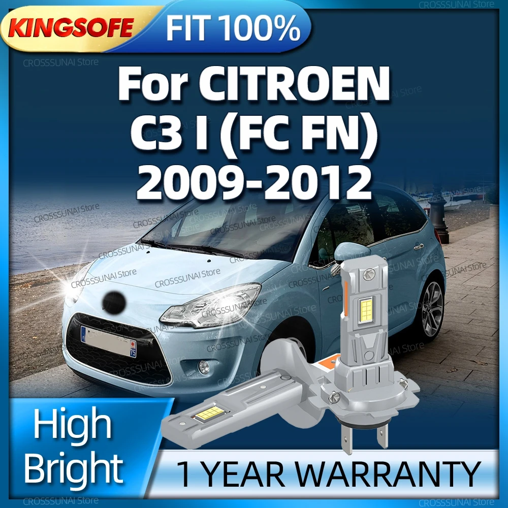 

2/4Pcs LED Light 30000Lm Head Lamp Wireless Car Headlight Bulbs For CITROEN C3 I FC FN 2009 2010 2011 2012 Plug and Play
