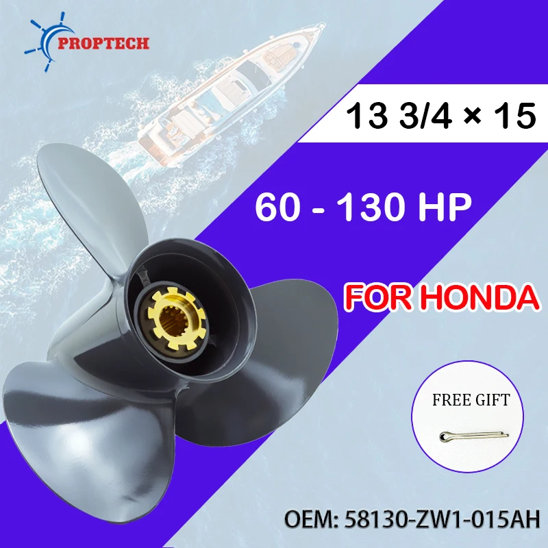 Marine Propeller For Honda 60-130 HP 13 3/4 * 15 Aluminum Alloy Screw 3 Blade 15 Spline Outboard Accessories