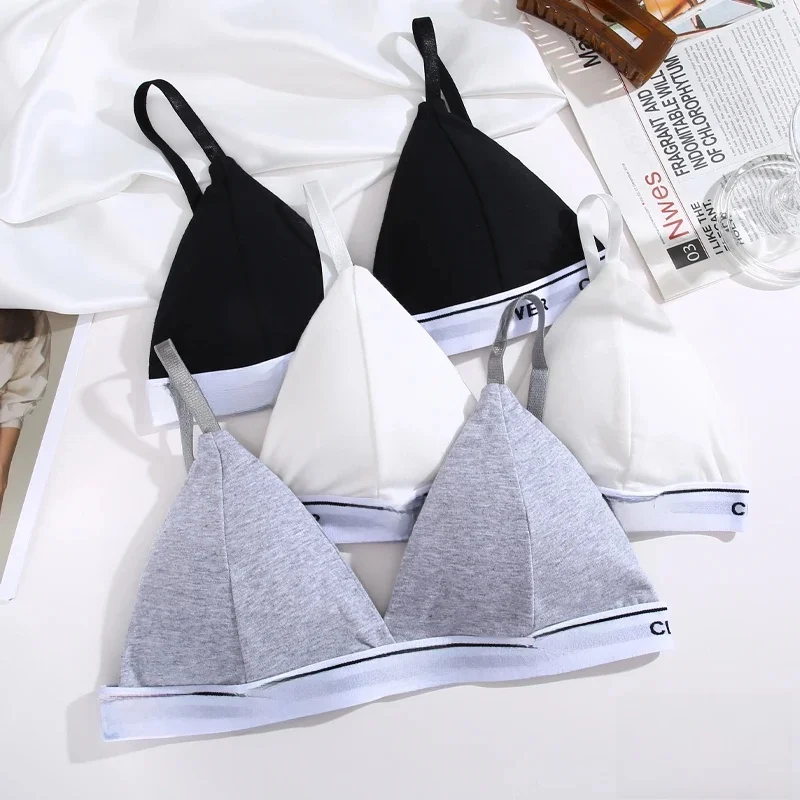 2 sztuk/zestaw seksowne kobiety bawełniane biustonosze bielizna Push Up francuski trójkątny biustonosz bez fiszbin biustonosz bielizna kobiece Intimates Bralette — zdjęcie 2