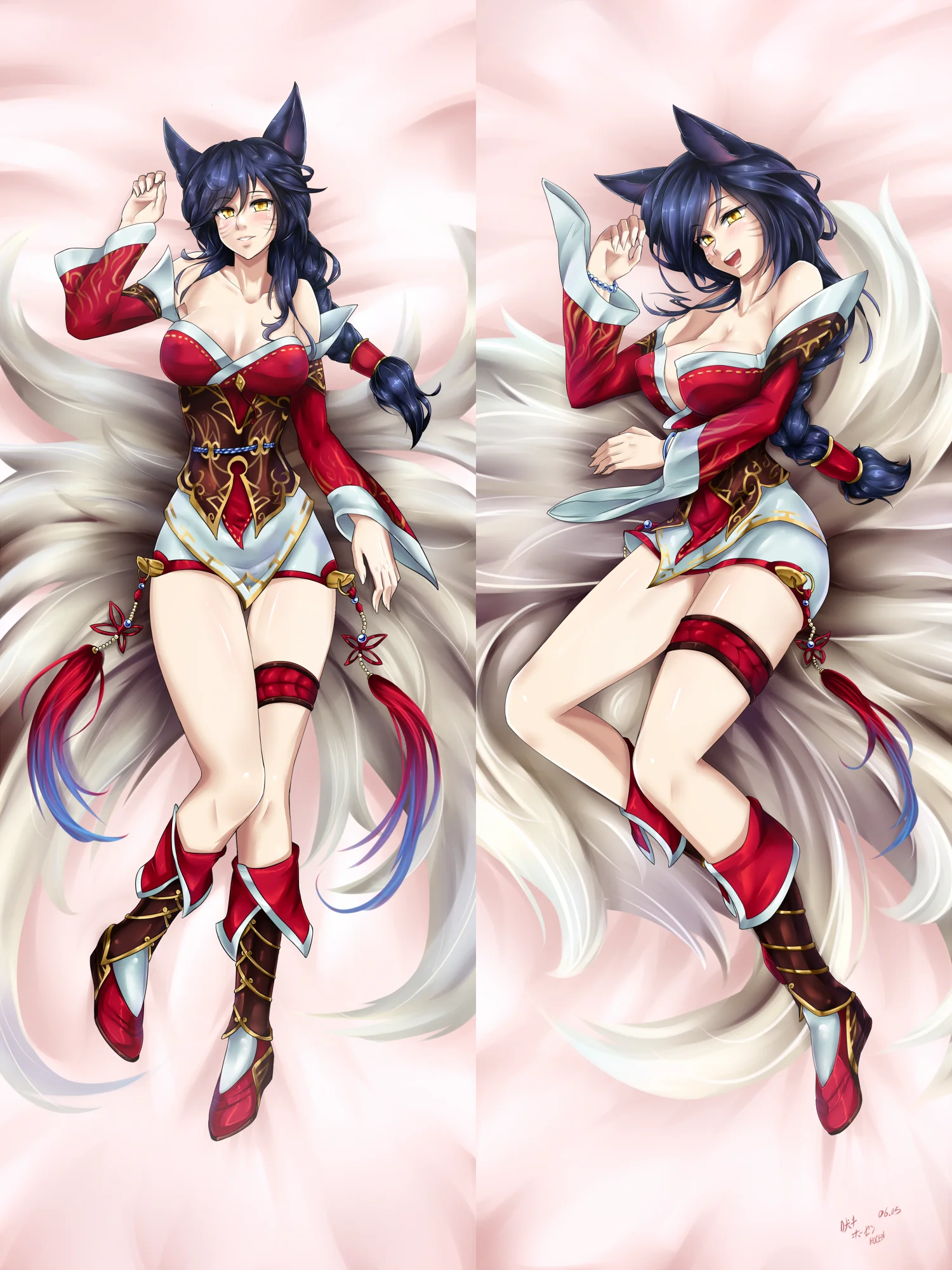 Dakimakura Anime Pillow Case LeagueOfLegends  Ahri Pillow Cover Halloween Christmas Decoration 2023