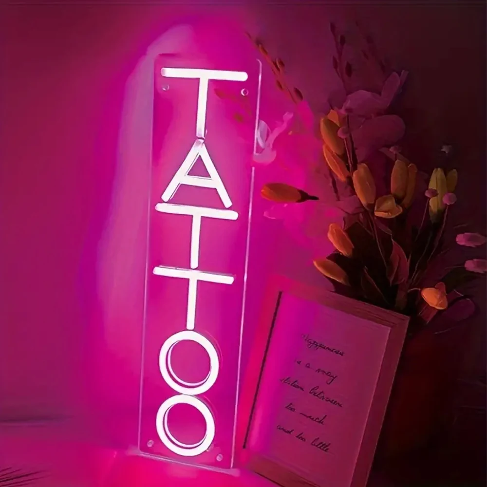 TATTOO Neon Sign Decor for Tattoo Salon Studio Shop LED Fun Wall Art Light for Business Store Logo Window Display Sign USB Power