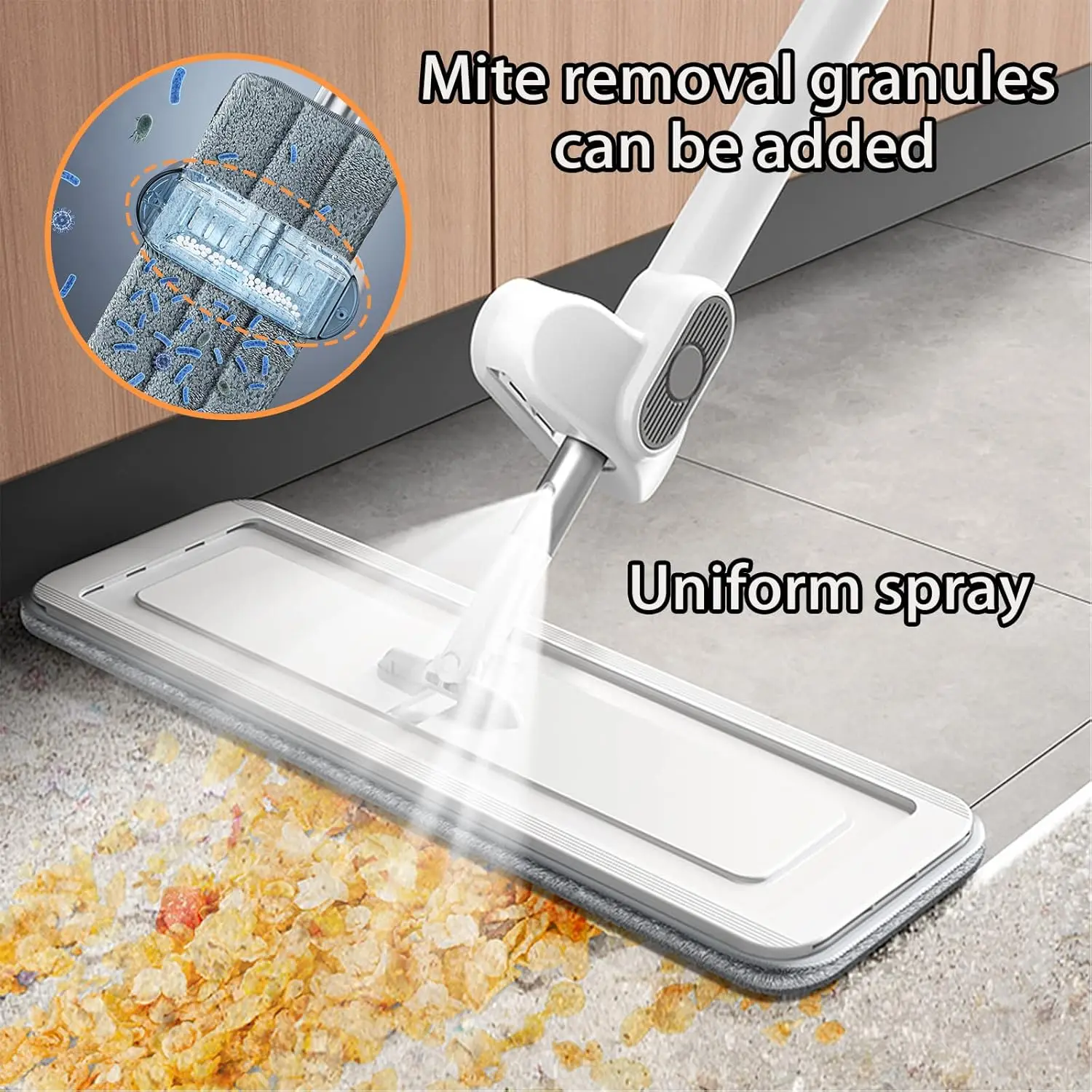 Trapeador plano en aerosol para apretar, paño mágico de microfibra, esterilización, limpiador de ácaros, fregona para suelo, escobilla para lavar a mano sin, fácil de drenar