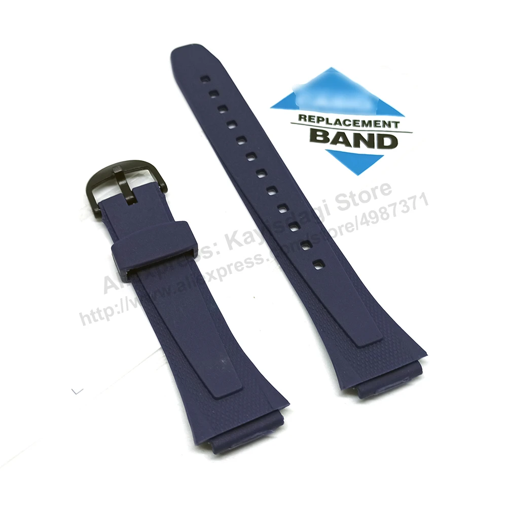 18mm Navy Blue Rubber Watch Band / Strap compatible Casio W-752 , W-753 , W-755