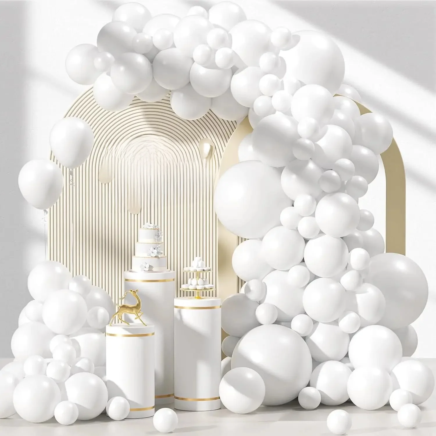 Kit d'arc de ballons en Latex blanc, 97 pièces, guirlande de ballons blancs, décoration de fiançailles, enterrement de vie de jeune fille, fête de mariage, anniversaire