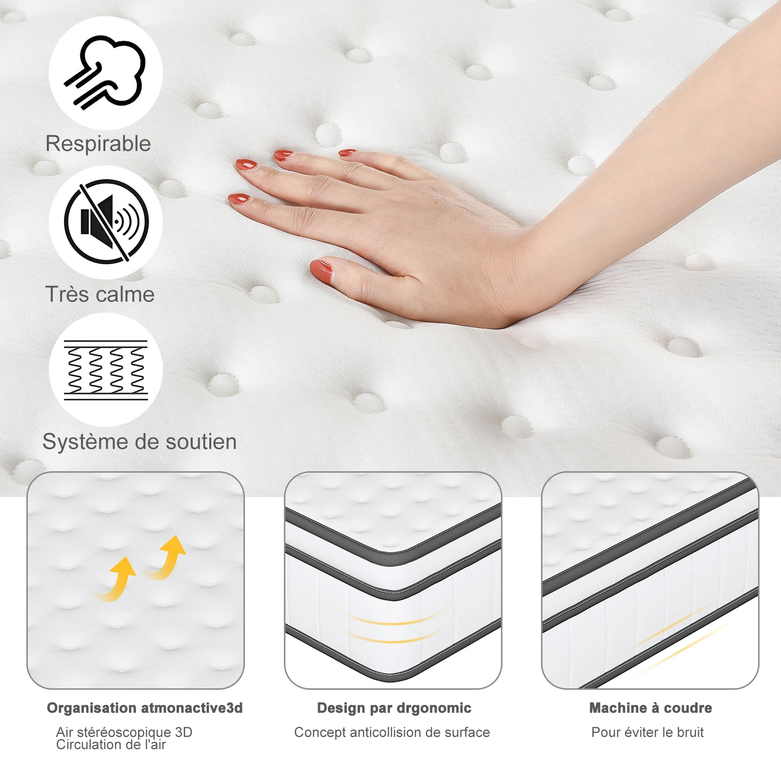 Picture 6: Mattress 140x200cm, with bated Springs (height 25cm), medium firmness and breathable, perfect support, ergonomic Durable