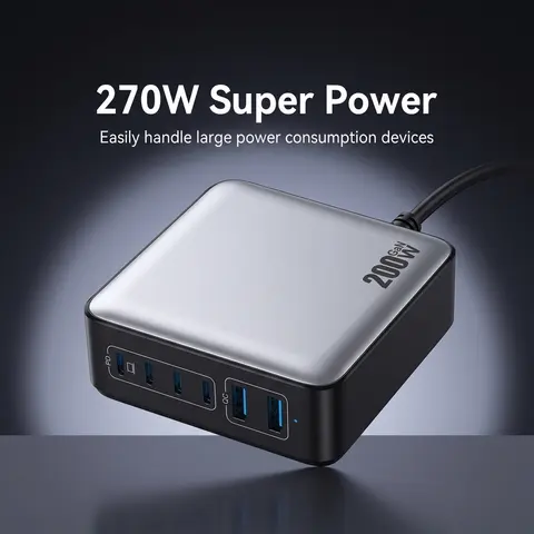 200W GaN Fast Charger, 6-Port USB-C & USB-A Power Station