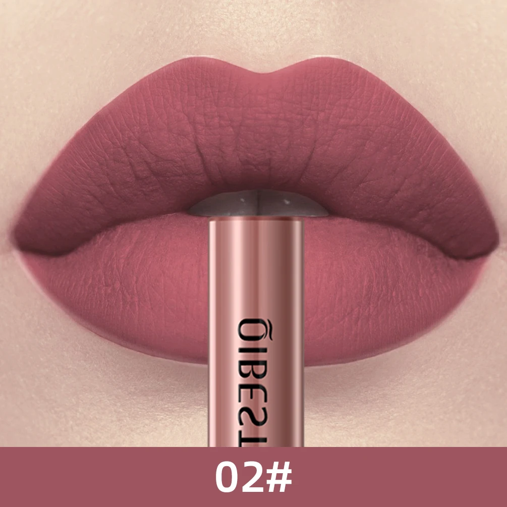 QIBEST Sexy Long Lasting Velvet Matte Lip Gloss Liquid Lipstick Lip Makeup Women Beauty Red Nonstick Cup Waterproof Lipgloss